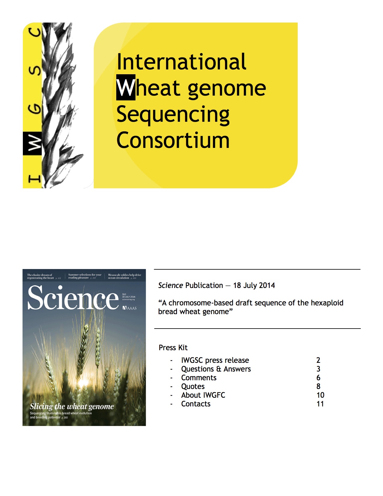 Media Kit - IWGSC Draft Wheat Genome Sequence Publication